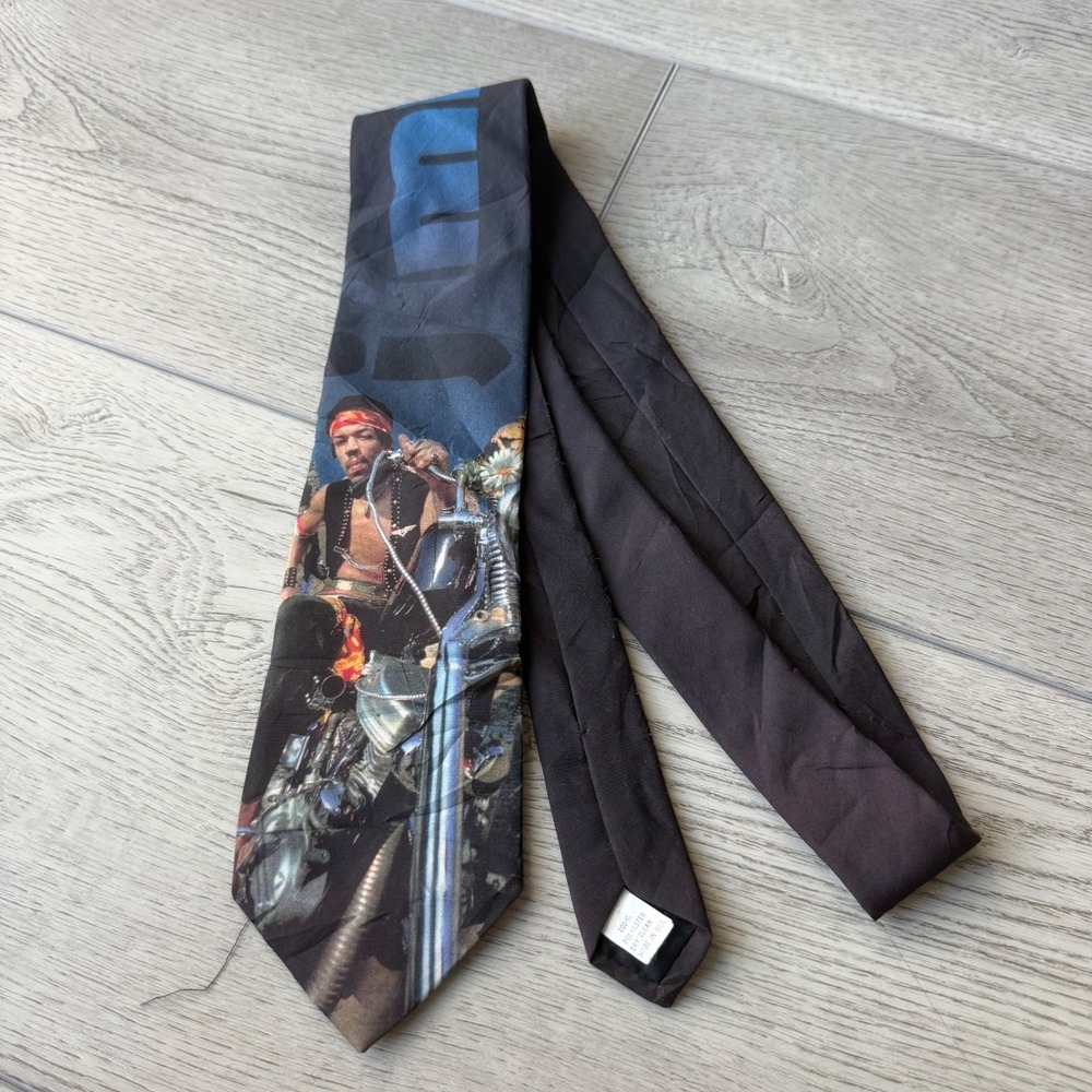 Vintage Ralph Marlin Jimi Hendrix on a Chopper Tie 1999 Graphic | 3.5"W‎ 56"L